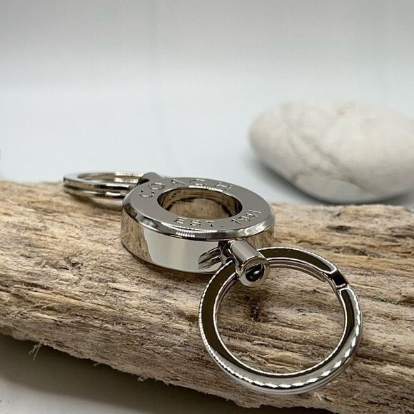 Silver Coach Dual Fob Purse Cham Key Chain - Picture 5 of 7